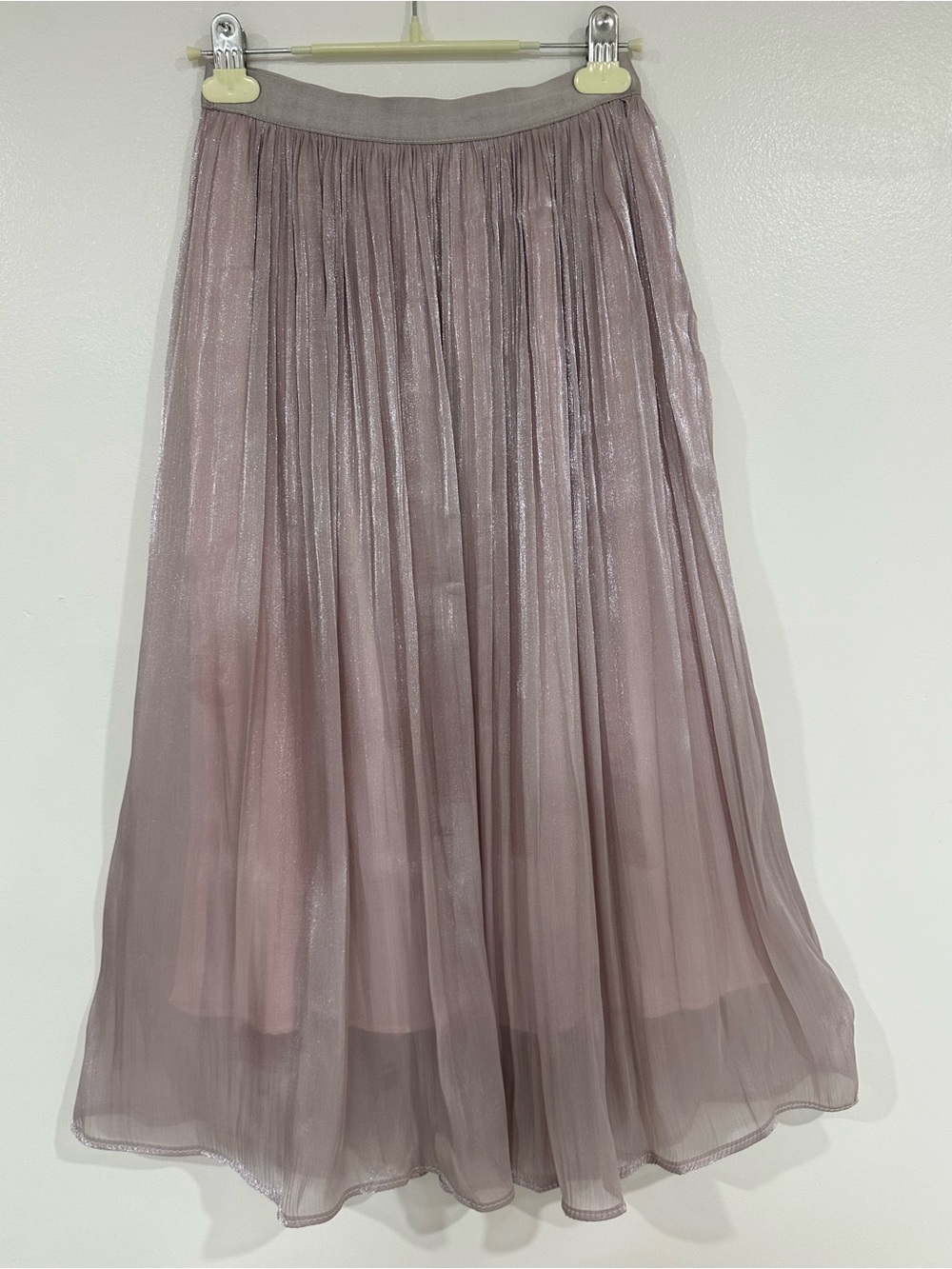 Pleated Chiffon Midi Skirt in Dusty Rose